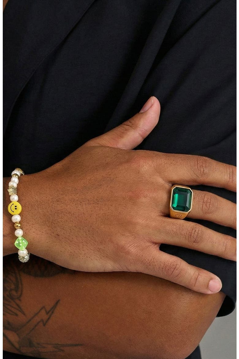 Green Zircon Signet Ring, Alternate, color, Gold / Green Zircon