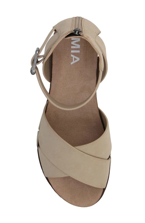 Mia Lalida Ankle Strap Wedge Sandal In Sand