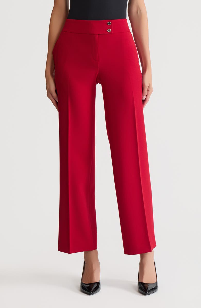 KASPER Extended Button Tab Pants, Main, color, Fire Red