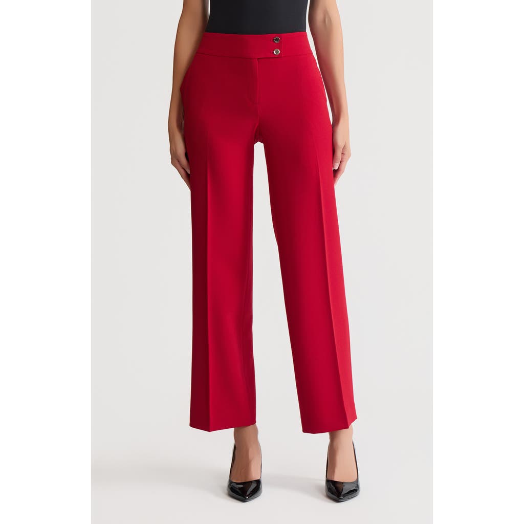 Kasper Extended Button Tab Pants In Red