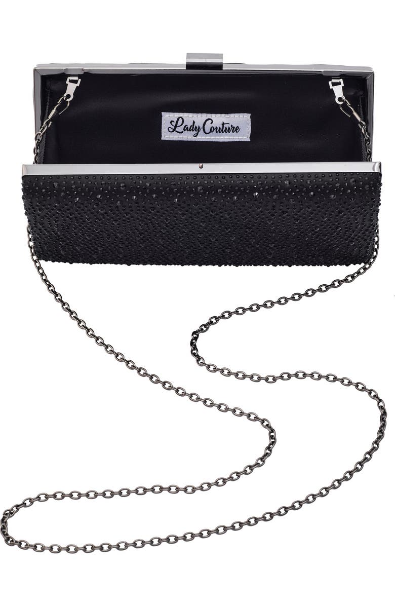 LADY COUTURE Rhinestone Clutch, Alternate, color, Black