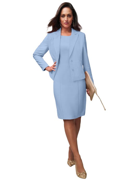 2-Piece Stretch Crepe Single-Breasted Jacket Dress (Plus Available)