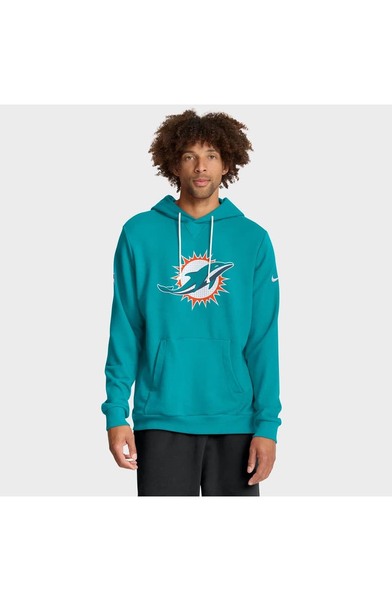 Nike Men's Nike Aqua Miami Dolphins Sideline Initial Home Performance Pullover Hoodie, Main, color, Aqua