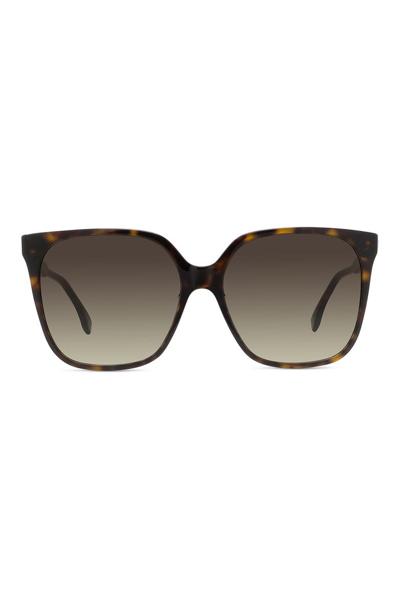 'Fendi Fine 59mm Geometric Sunglasses, Main, color, DARK HAVANA / GRADIENT BROWN