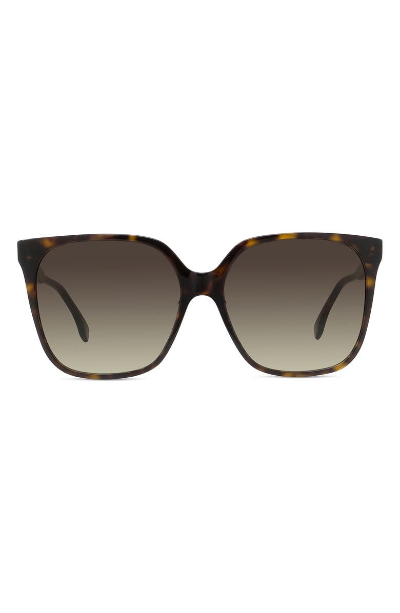 Fendi 'Fendi Fine 59mm Geometric Sunglasses, Main, color, Dark Havana / Gradient Brown