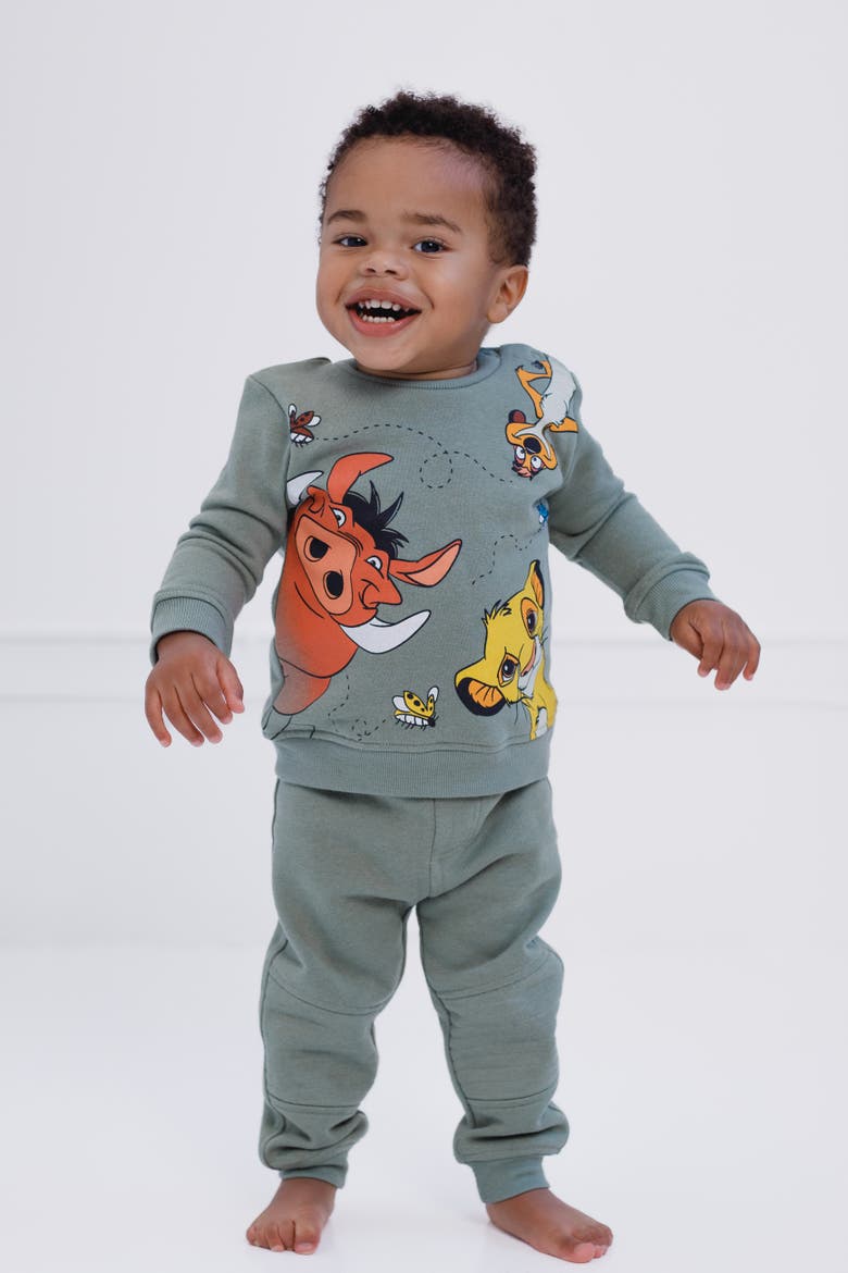 Lion King Fleece Sweatshirt and Pants Set, Alternate, color, Lion King Green