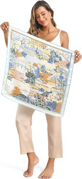 SILKSILKY Pure Silk Printed Square Scarf Kerchief