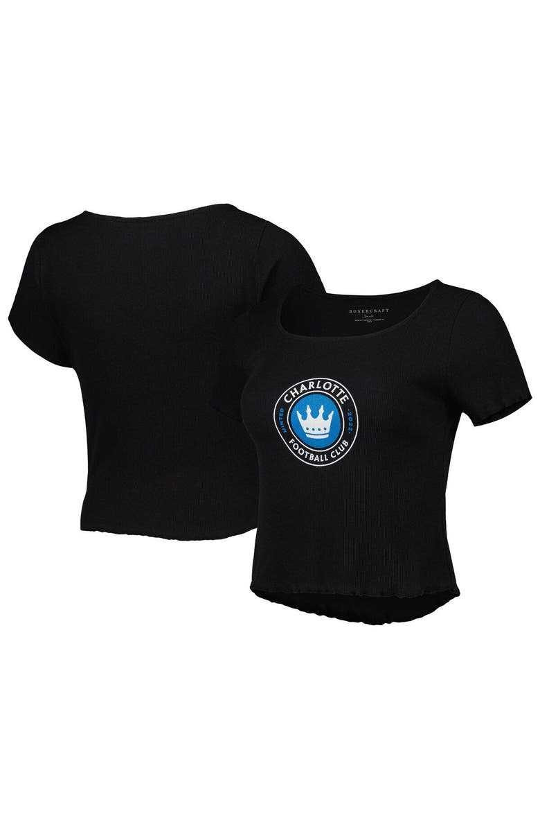 BOXERCRAFT Women's Black Charlotte FC Baby Rib T-Shirt, Main, color, Black