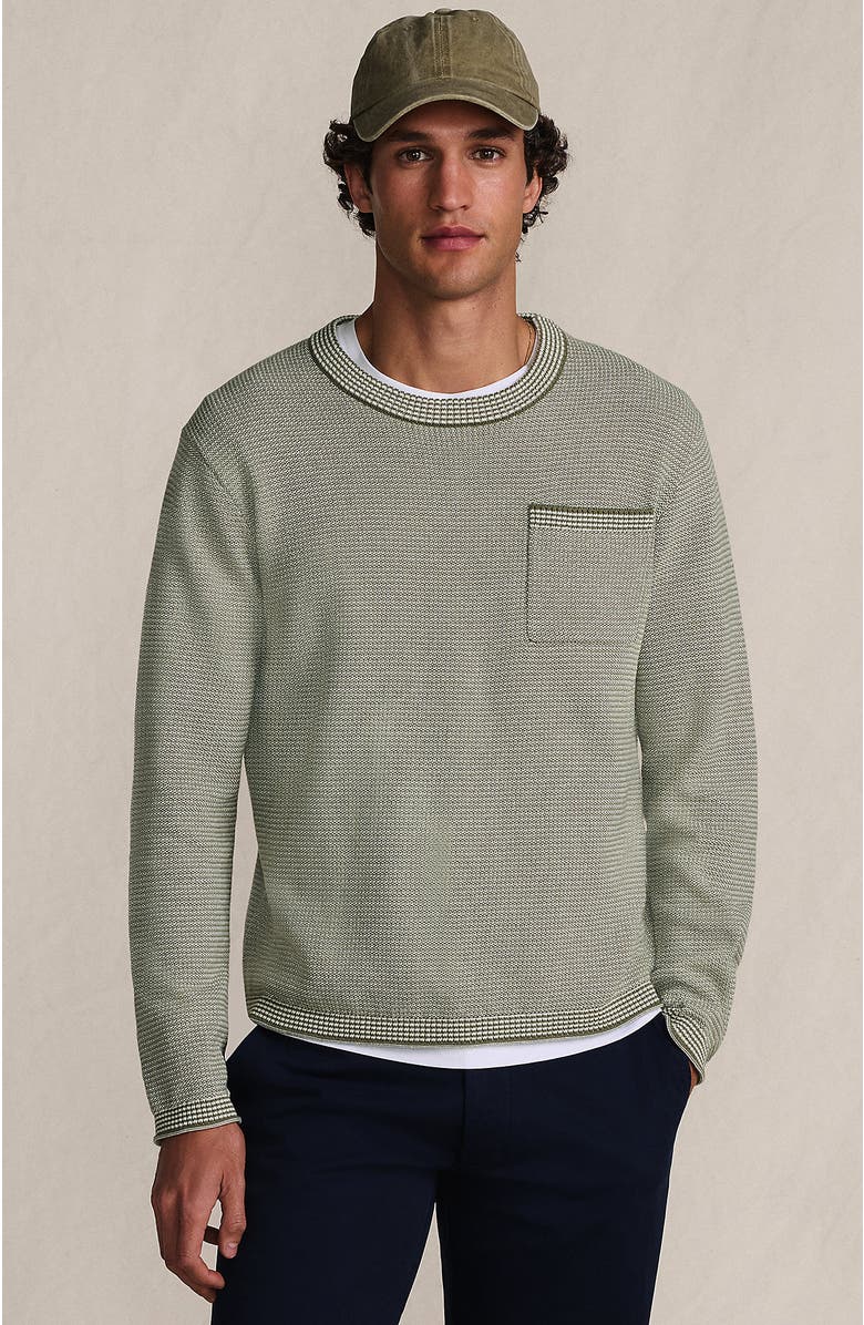 Lands' End Long Sleeve Textured Cotton Crewneck Sweater, Main, color, 