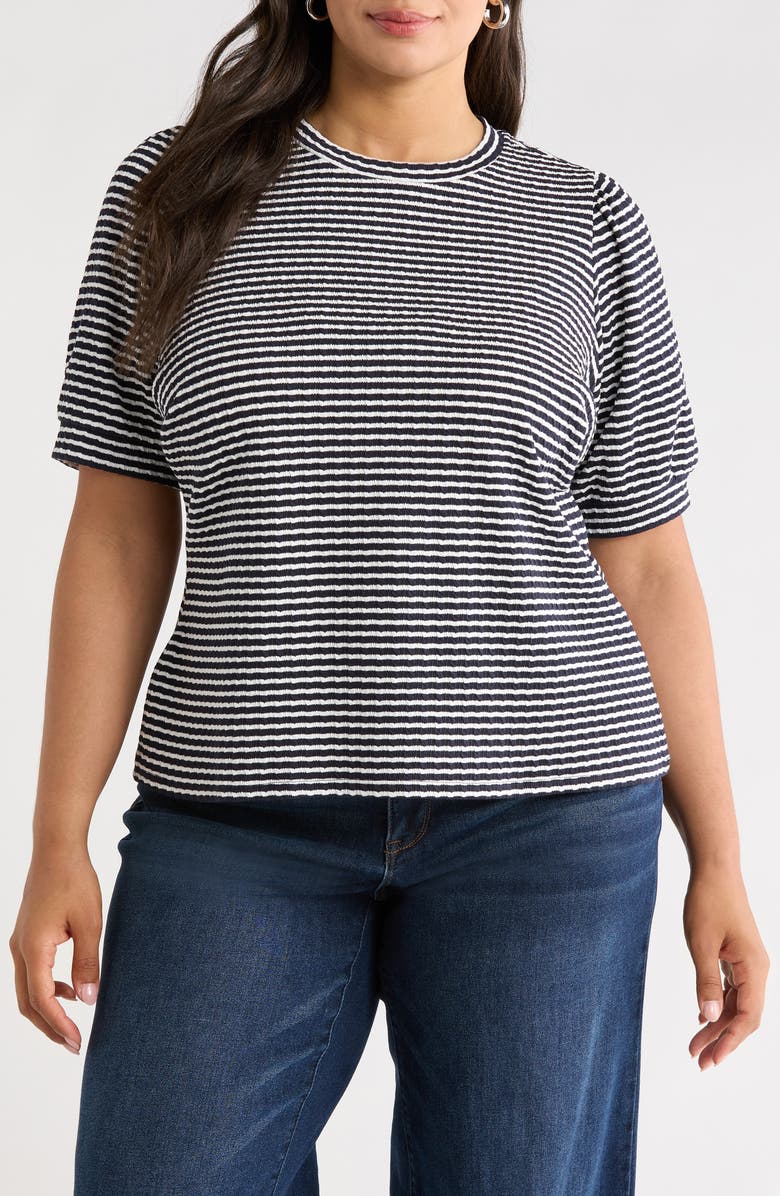 Halogen<sup>®</sup> Stripe Puff Sleeve T-Shirt, Main, color, Baritone Blue