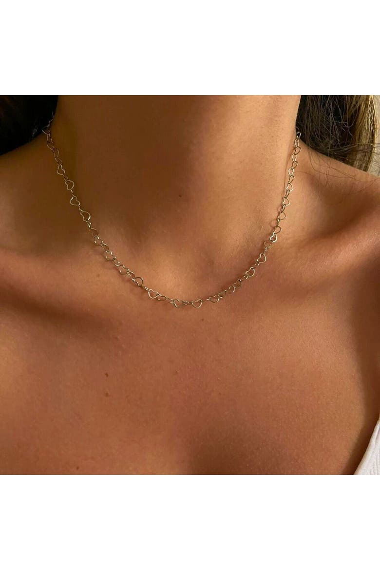 Love Heart Sterling Silver Chain Necklace, Alternate, color, Silver