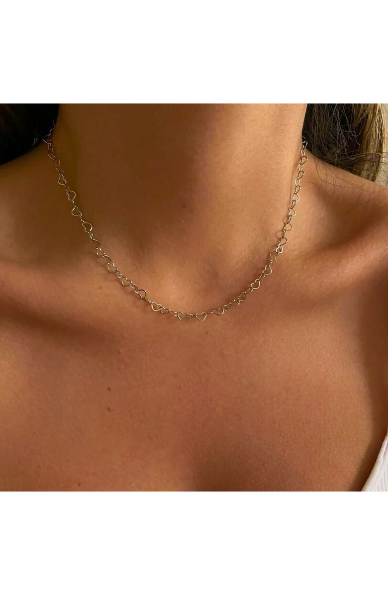 Spero London Love Heart Sterling Silver Chain Necklace, Alternate, color, Silver