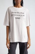 Acne Studios Exford 1996 Mélange Distressed Logo Cotton & Hemp Graphic T-Shirt