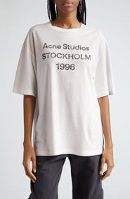Acne Studios Exford 1996 Mélange Distressed Logo Cotton & Hemp Graphic T-Shirt