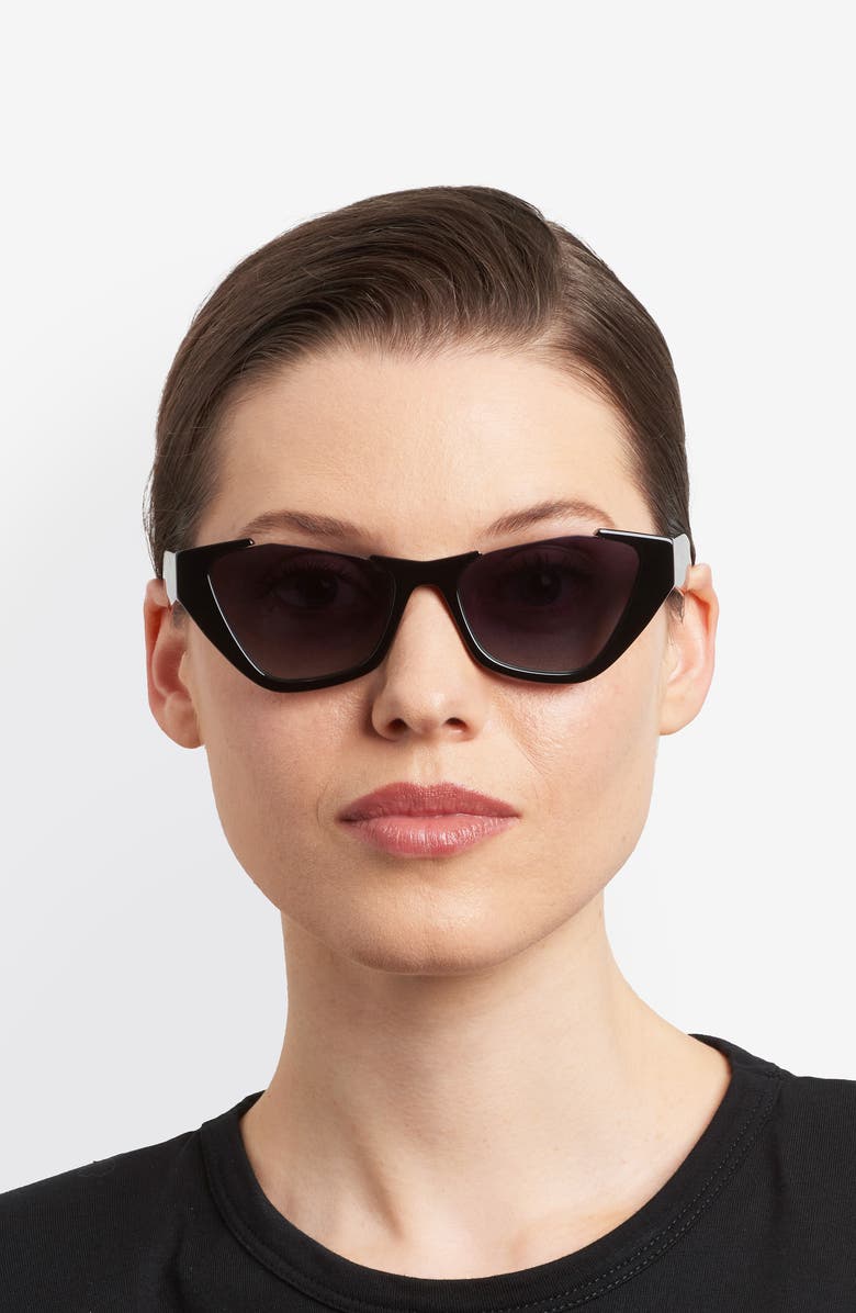 Moschino 53mm Cat Eye Sunglasses, Alternate, color, Black/ Dark Grey