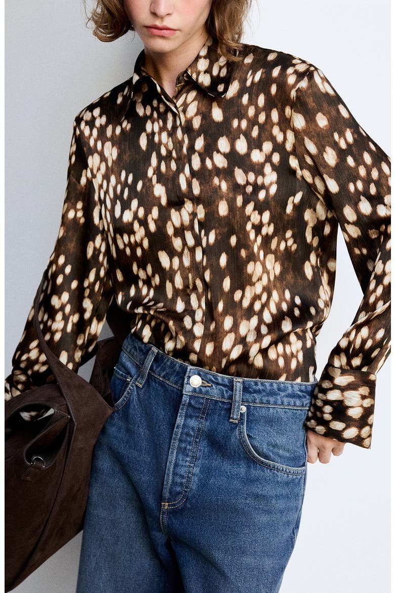 Bambi Print Long Sleeve Shirt, Main, color, BROWN