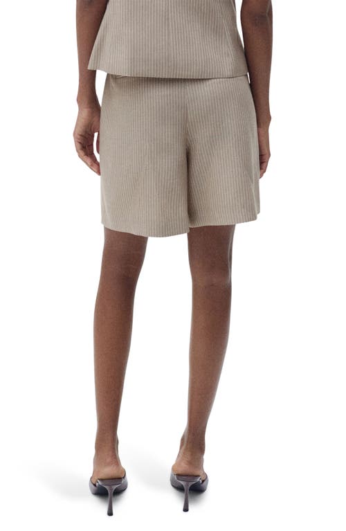 MANGO MANGO VIVIAN PLEATED STRIPE BERMUDA SHORTS 