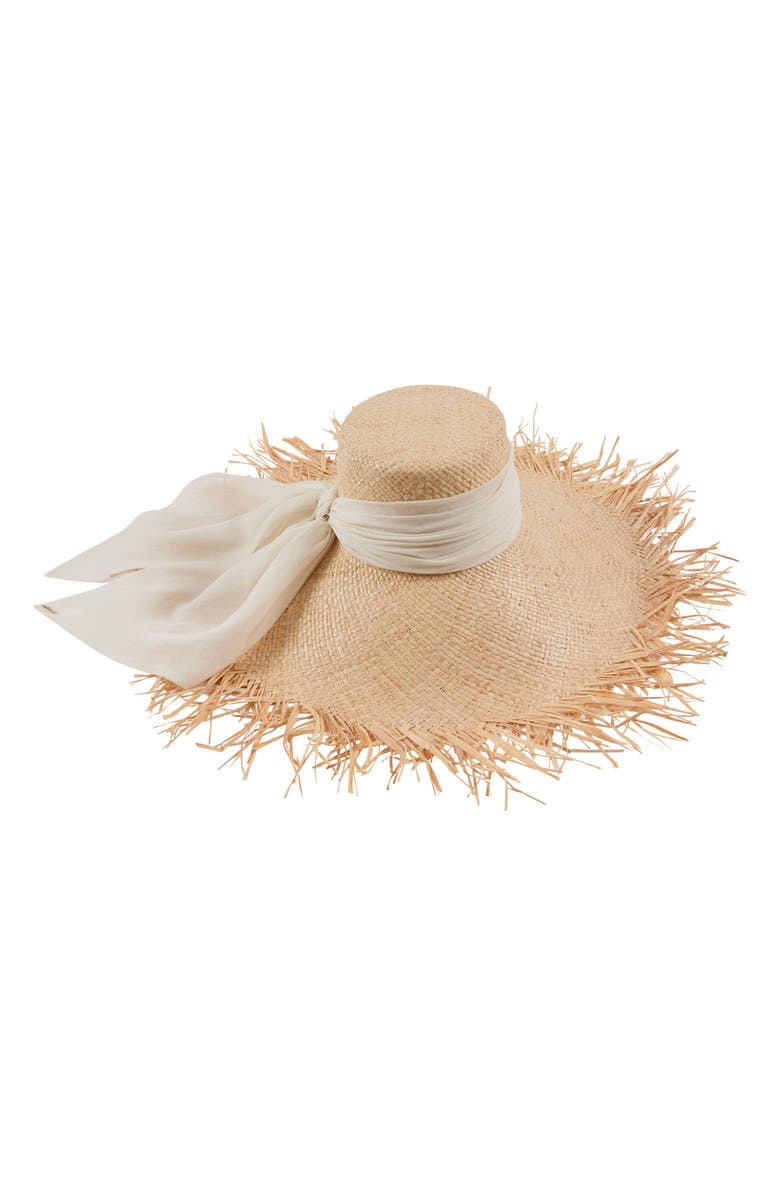 Eugenia Kim Mirabel Scarf Fringed Straw Sun Hat, Alternate, color,