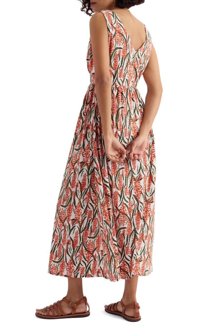 Polmanter Floral Sleeveless Organic Cotton Jersey Maxi Dress, Alternate, color, RED HOT POKER CHALK