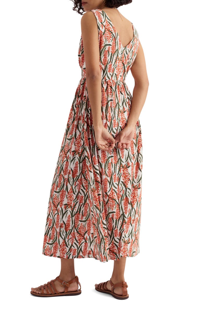 Seasalt Cornwall Polmanter Floral Sleeveless Organic Cotton Jersey Maxi Dress, Alternate, color, Red Hot Poker Chalk