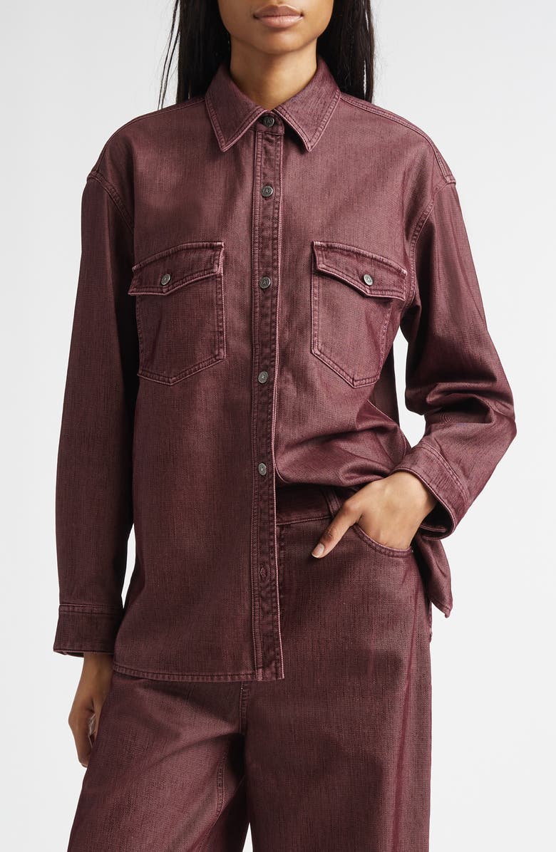 Golden Goose Journey Patty Cotton Twill Button-Up Shirt, Main, color, Port Royale