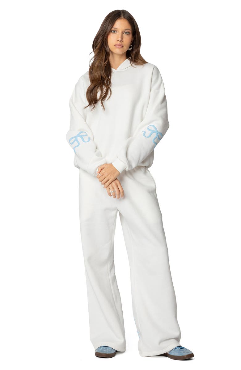 EDIKTED Bonney Bow Oversize Hoodie, Alternate, color, Cream