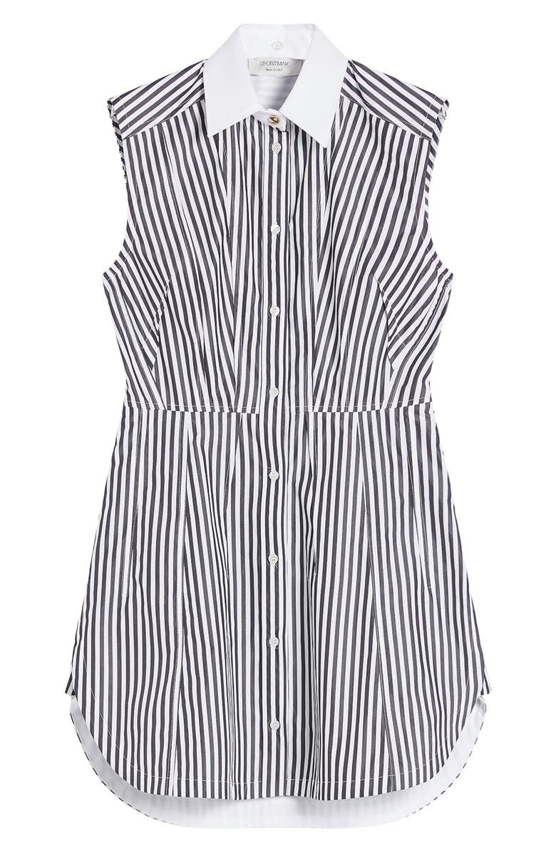 SPORTMAX Stripe Cotton Poplin Shirtdress, Alternate, color, Black