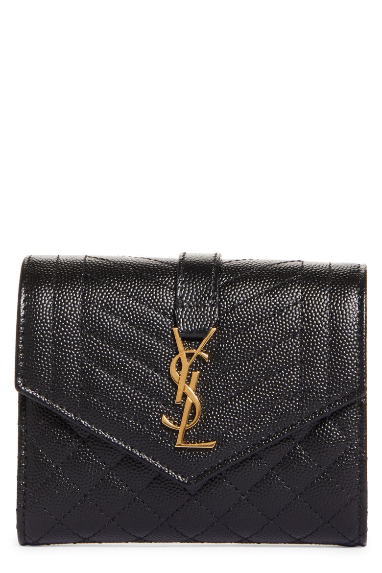 Monogram Pebbled Leather Envelope Card Case, Main, color, NERO/ NERO/ NERO/ NERO