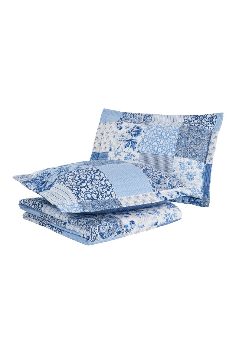 Paisley Patchwork Quilt Set, Main, color, BLUE