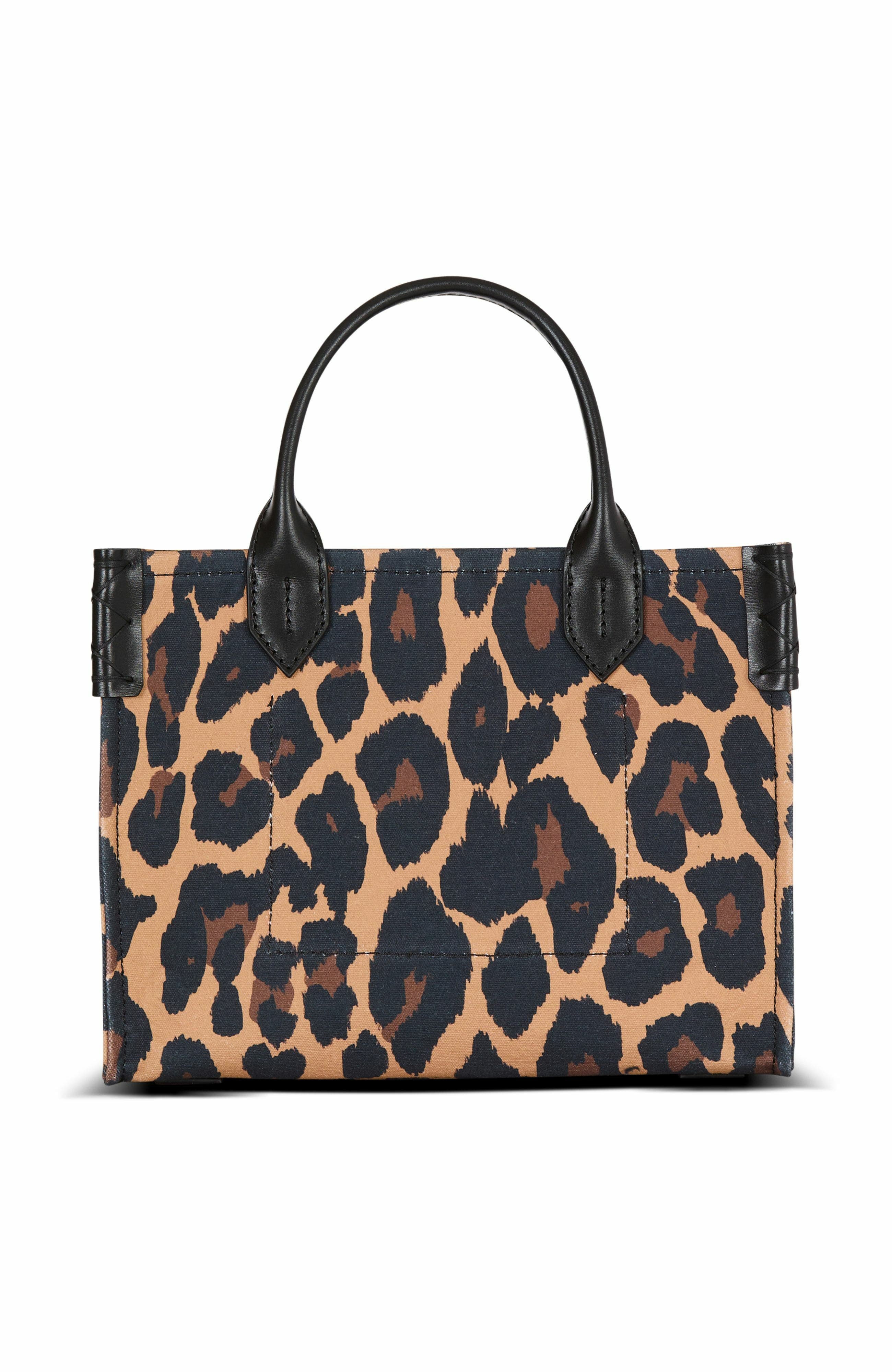 Balmain B-Army Small Leopard Print Canvas Tote Bag, Alternate, color, 