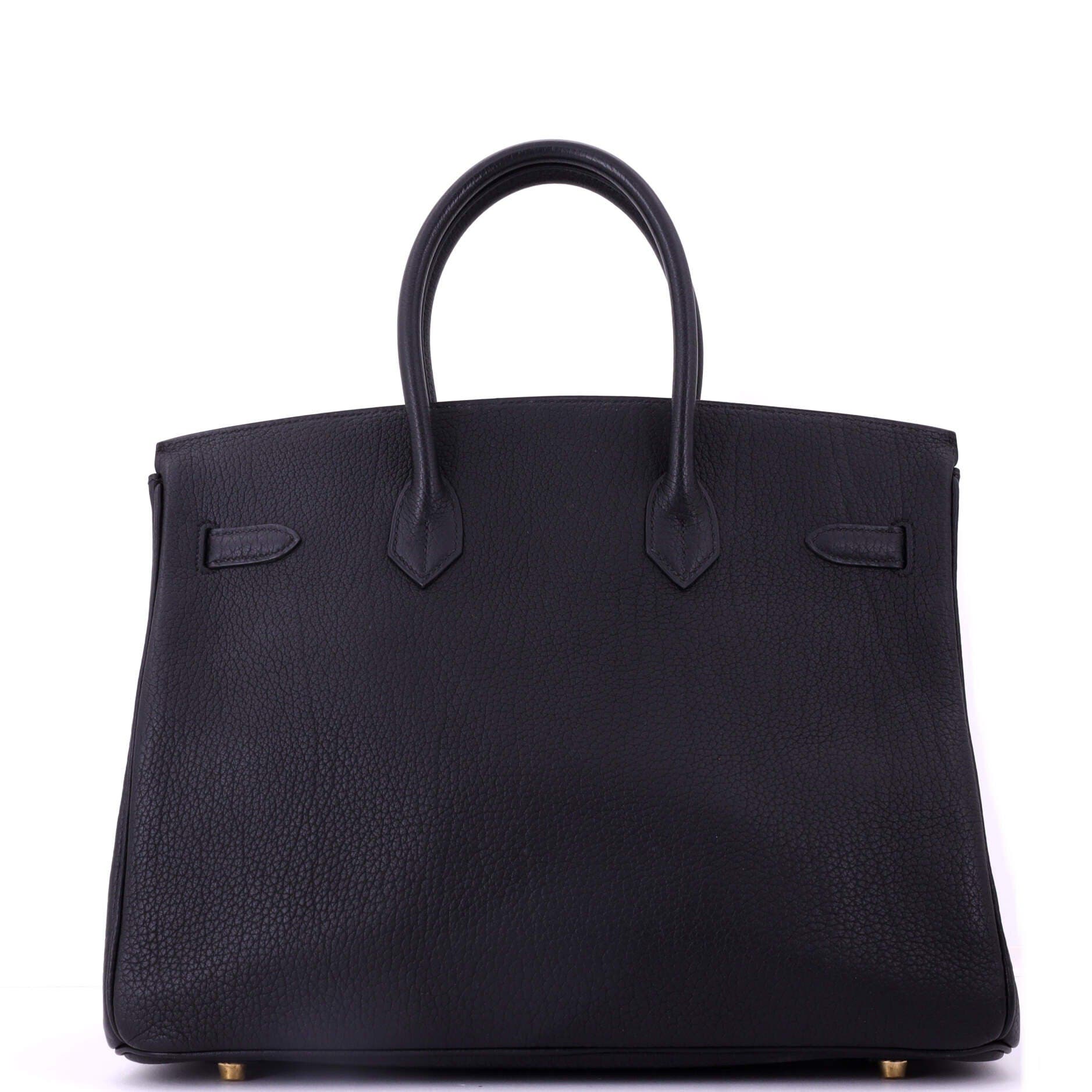 Pre-Owned Hermes Birkin Handbag Black Fjord with Gold Hardware 35, Alternate, color, 