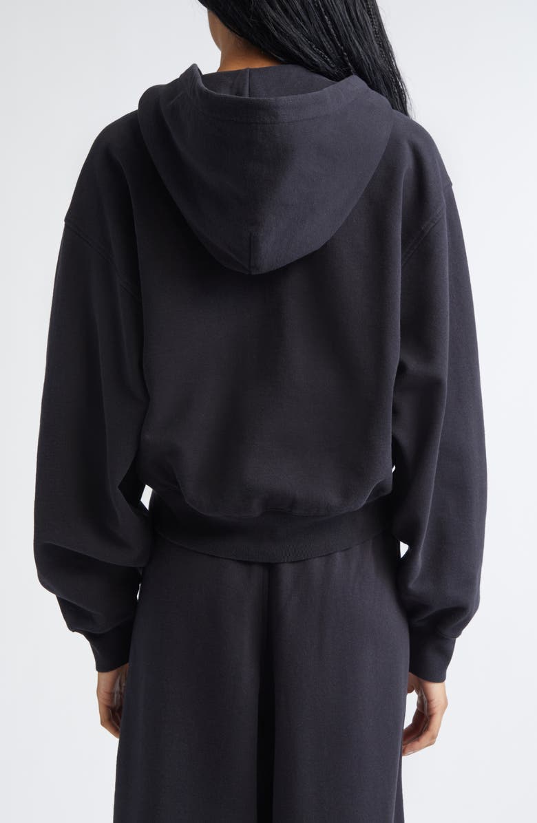 Alexander Wang Rhinestone Drawstring Zip Hoodie, Alternate, color, Black