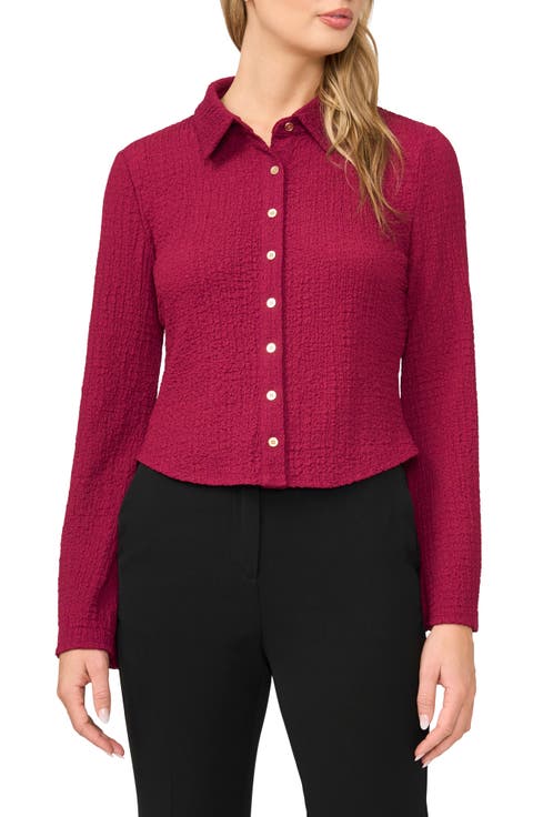 Flare Sleeve Knit Button-Up Shirt