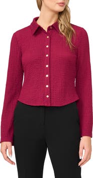 Halogen® Flare Sleeve Knit Button-Up Shirt