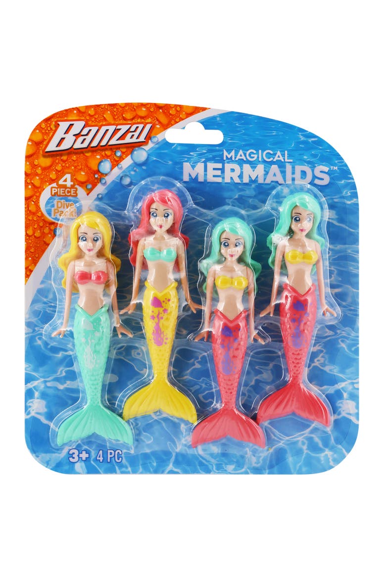 4 Piece Water/Pool Toy Dive Set Mermaids Dolls, Main, color, Multicolored