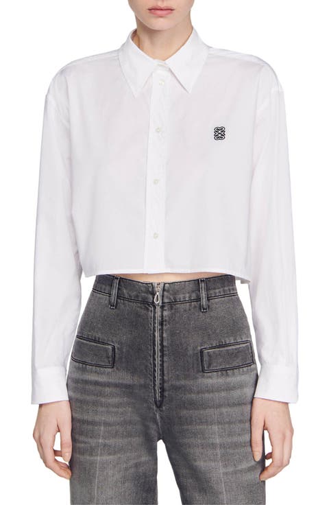 Cropped poplin shirt