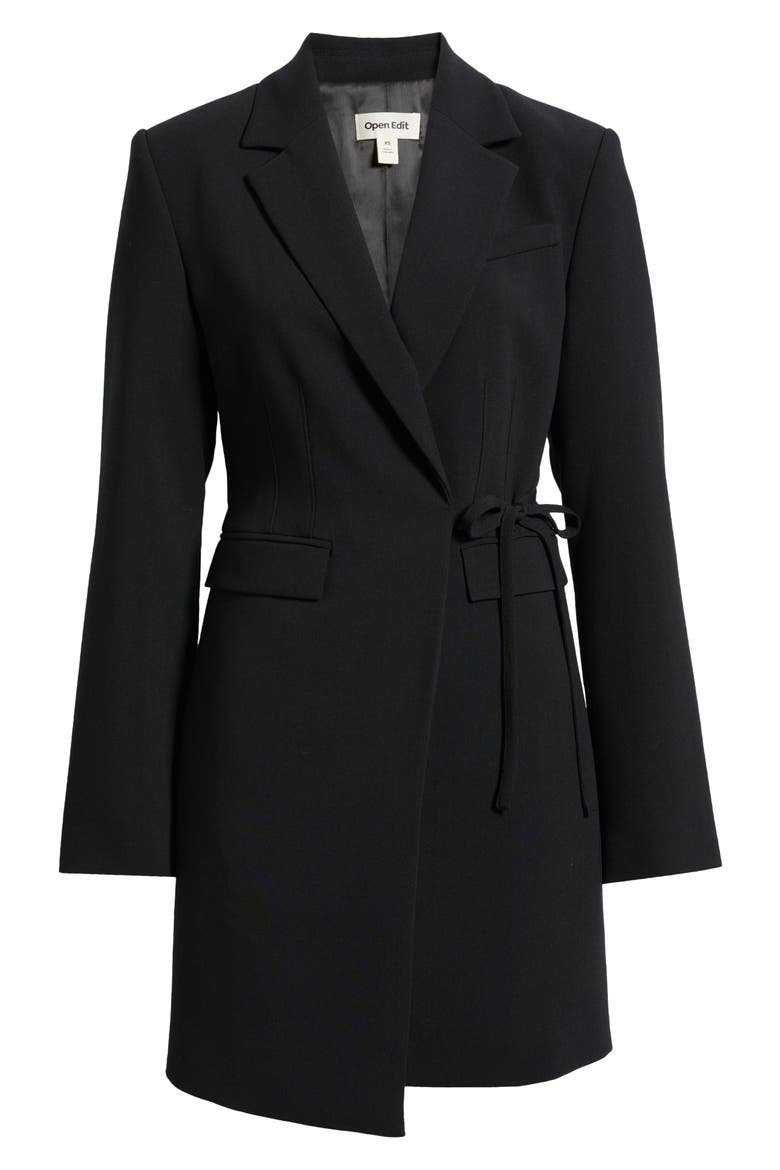 The Icon Suiting Wrap Blazer Dress, Alternate, color, BLACK