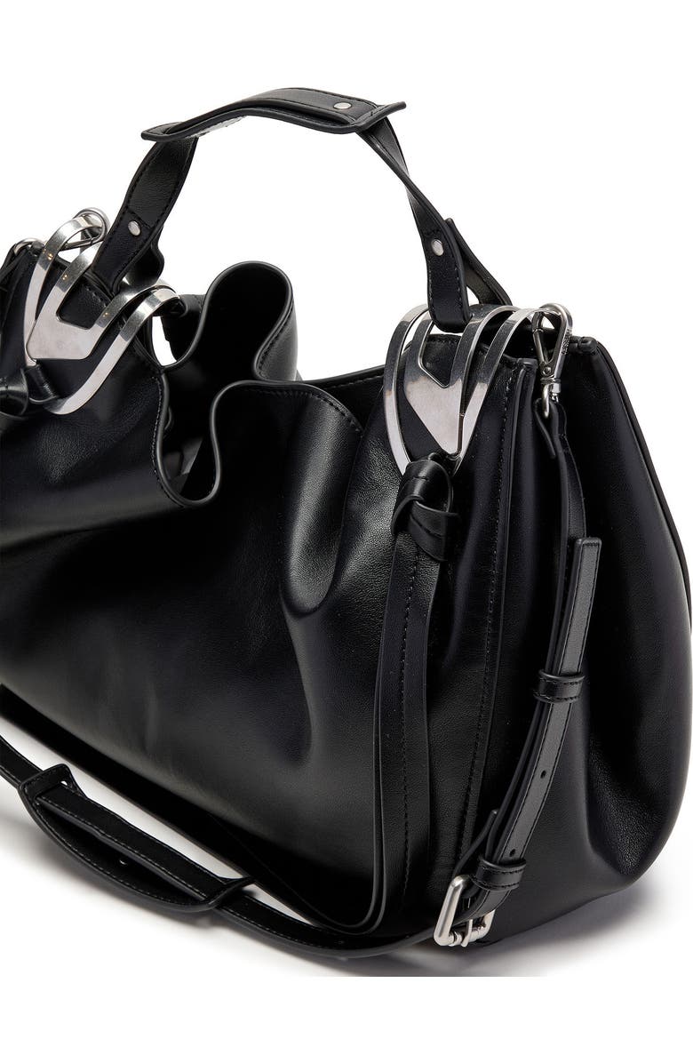 DIESEL<sup>®</sup> Medium Knot-D Top Handle Faux Leather Handbag, Alternate, color, Black