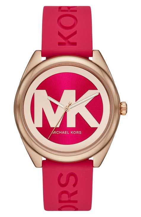 MICHAEL Michael Kors Janelle Silicone Strap Watch 42mm Nordstromrack