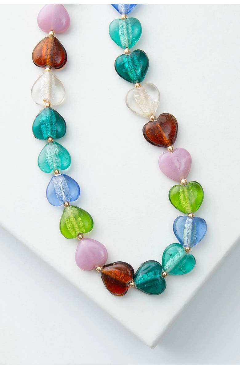 Noonday Lampwork Heart Necklace, Main, color, Pearl
