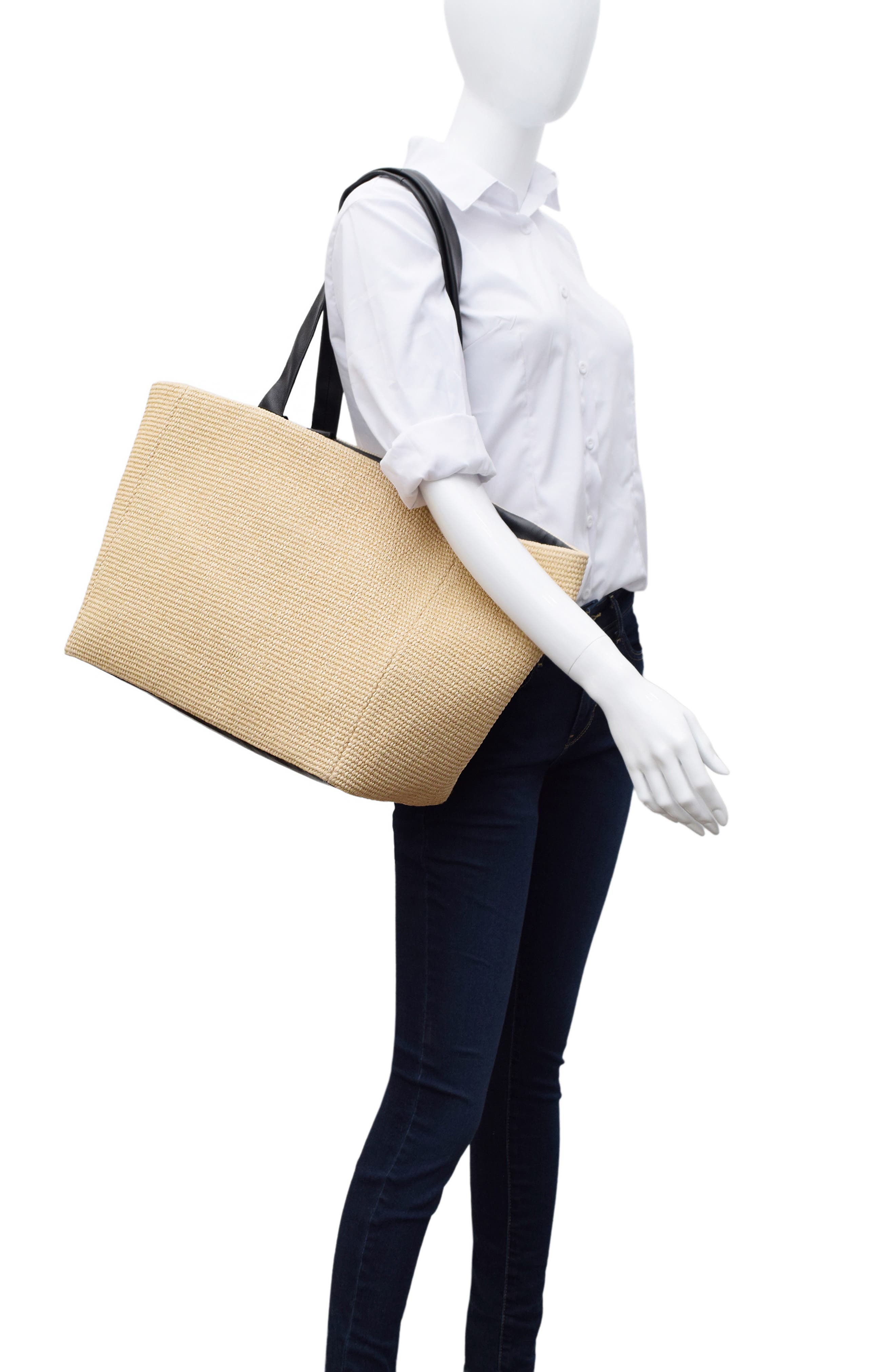 Thacker Gill Woven Straw Tote, Alternate, color, Natural / Black