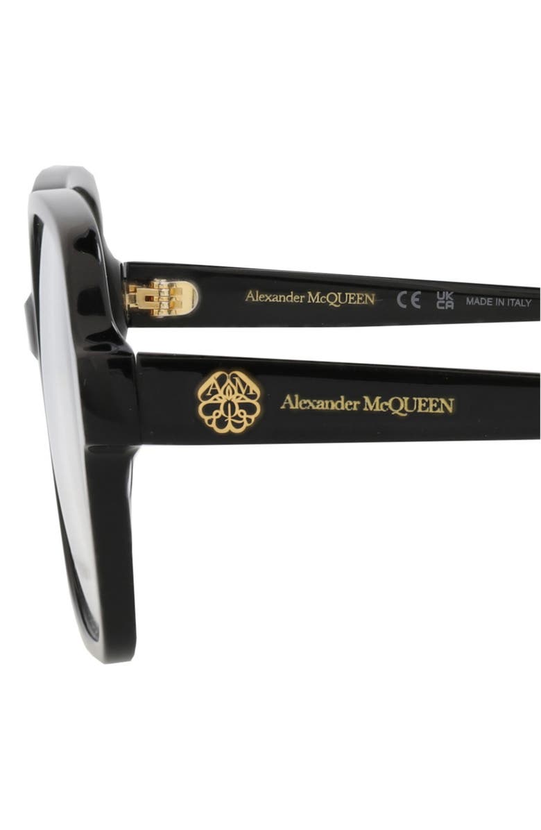 McQueen 55mm Square Optical Glasses, Alternate, color, Black Black Transparent