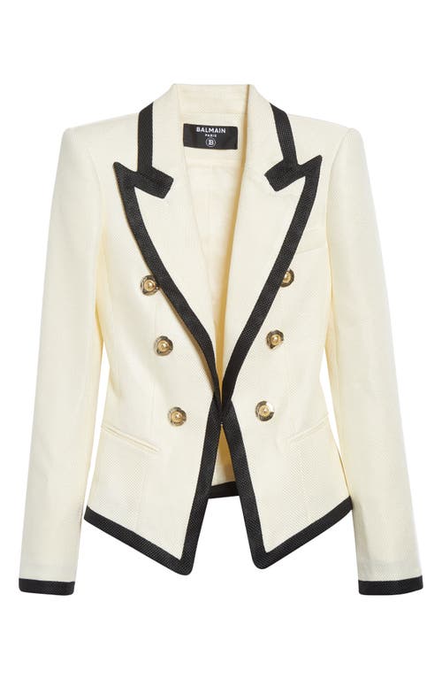 Balmain One Button Fitted Natte Jacket Clothing In White