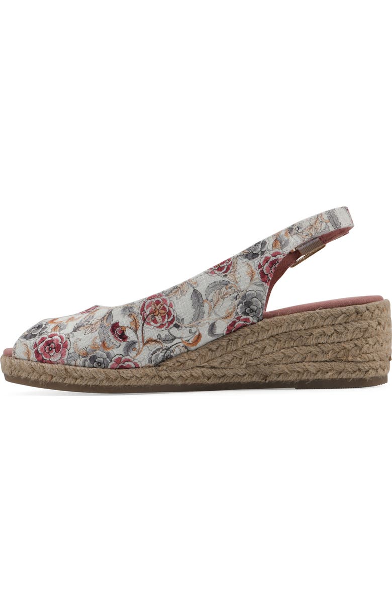 White Mountain Footwear Maize Slingback Wedge Sandal, Alternate, color, White/ Pink Floral Fabric
