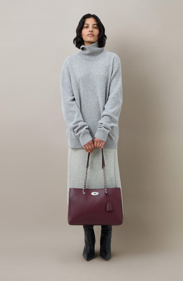 Mulberry Lily Chain Leather Tote, Alternate, color, Black Cherry