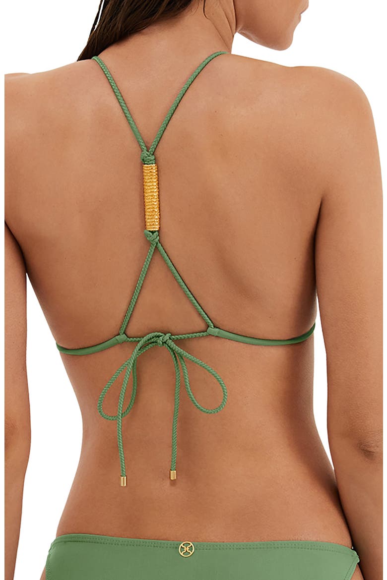 Stacy T-Back Beaded Triangle Bikini Top, Alternate, color, GREEN
