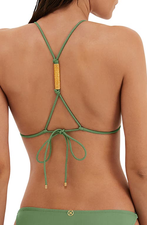 Vix Paula Hermanny Stacy T-back Beaded Triangle Bikini Top In Green