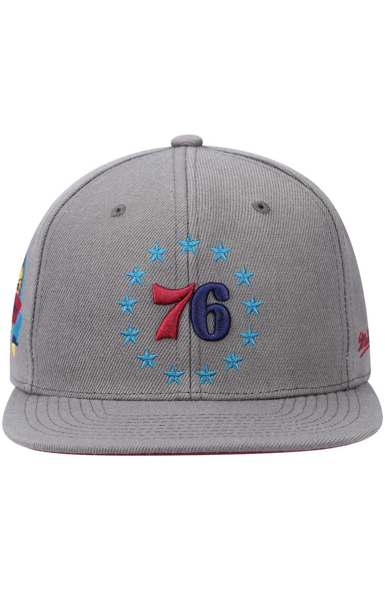 Mitchell & Ness Men's Mitchell & Ness Charcoal Philadelphia 76ers Hardwood Classics 60th Anniversary Carbon Cabernet Fitted Hat, Alternate, color, Charcoal