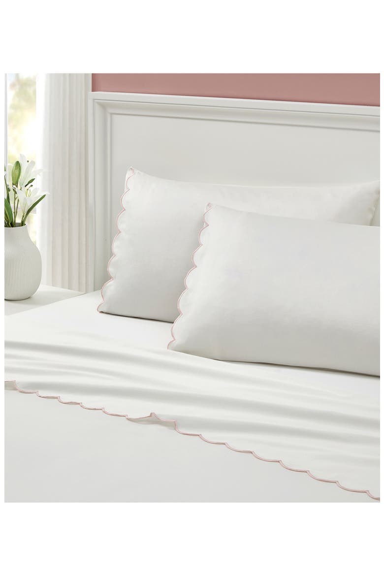 Set of 2 Scallop Cotton Pillowcases, Alternate, color, PINK