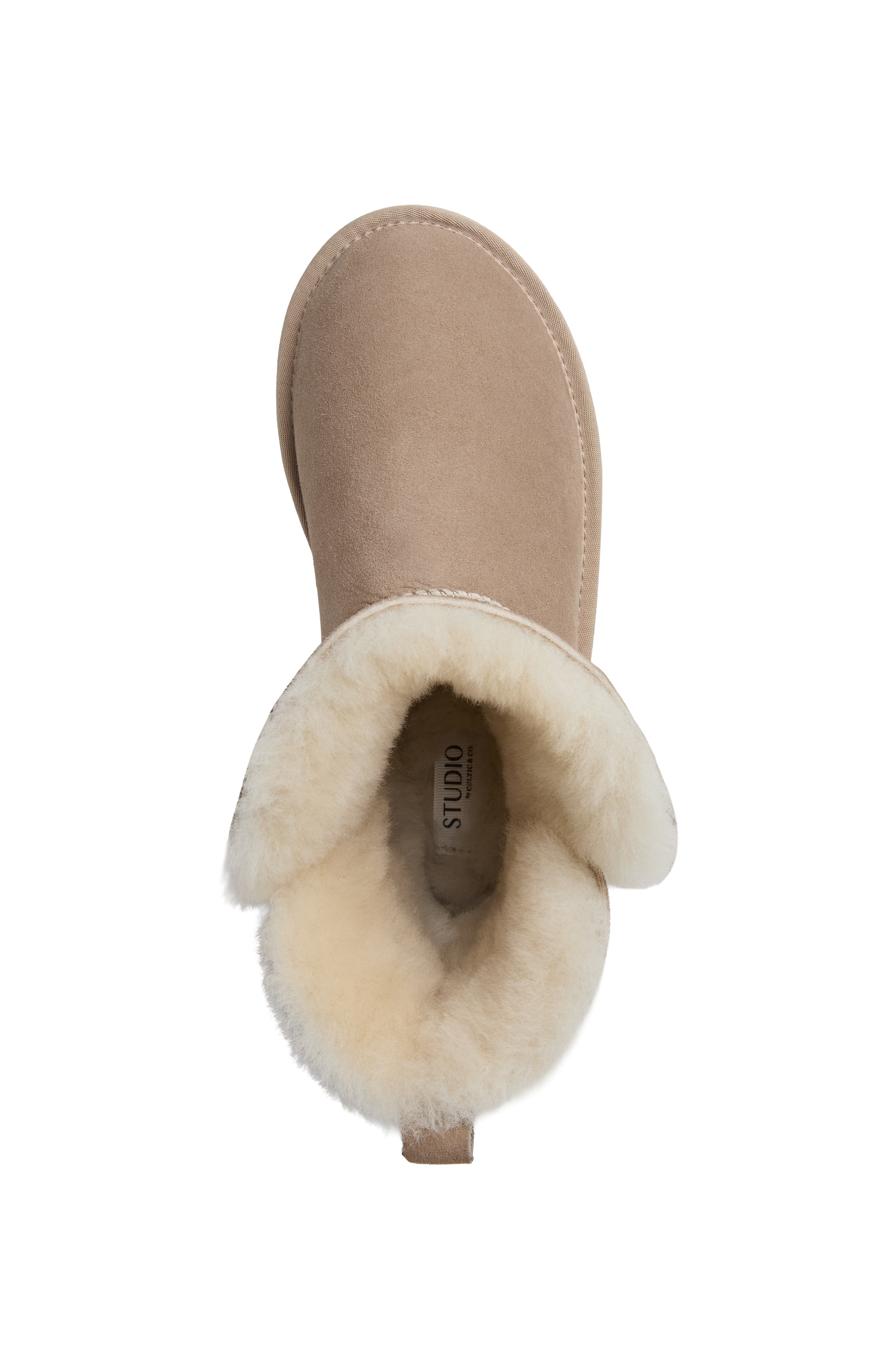 Studio Fur Trim Slipper Boot, Alternate, color, Camel